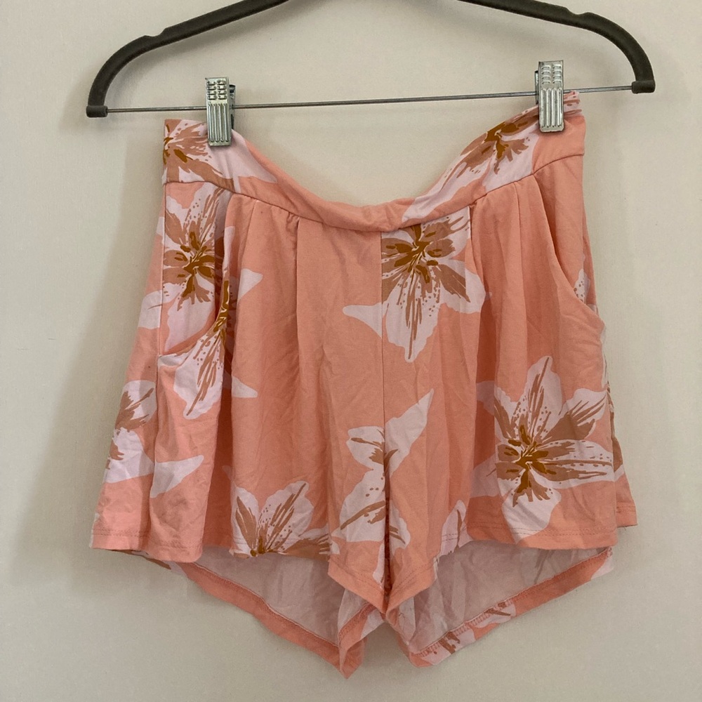 Floral Pink and Brown Shorts